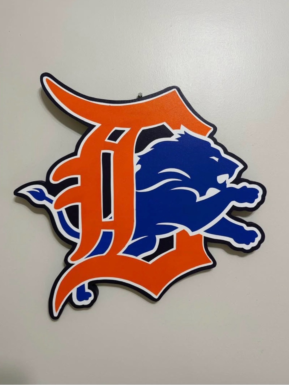 Detroit Tigers & Detroit Lions Original Handcrafted  Wall Art in Orange & Blue
